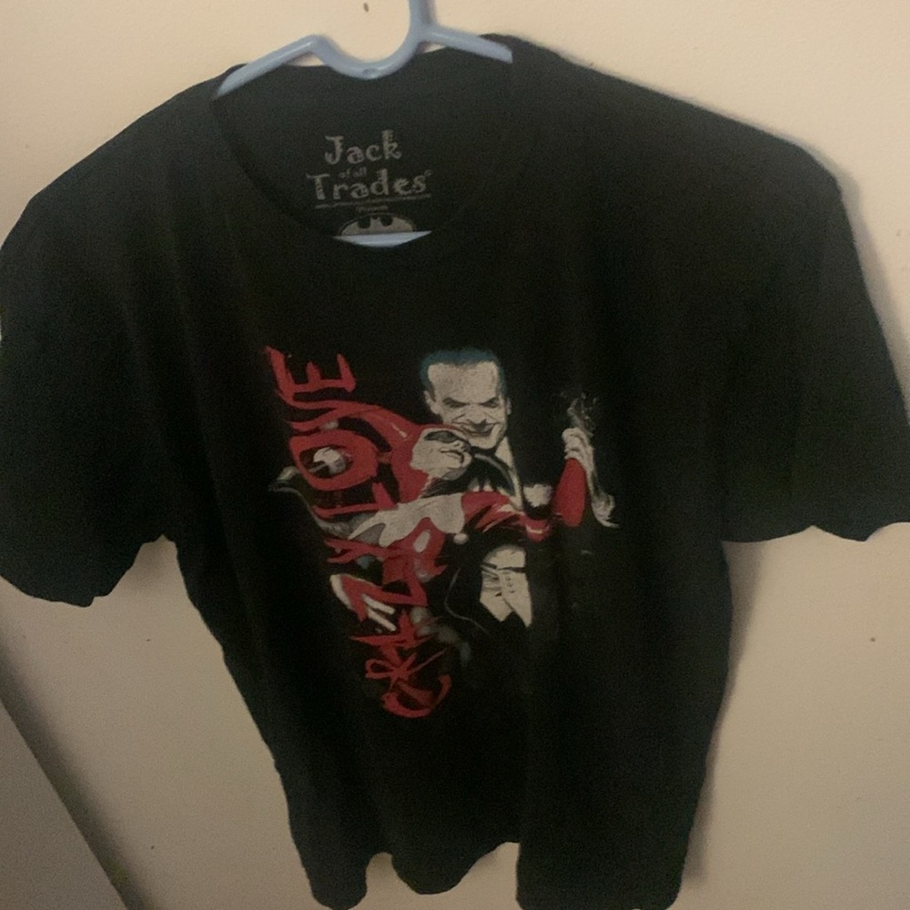 Crazy Love The Joker and Harley Quinn Jack of all Trades Black Tshirt SZ Large🔥